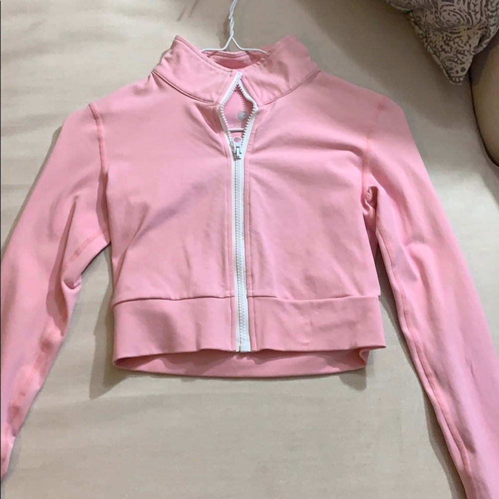 Pink Women's Cropped Zip-Up Jacket
